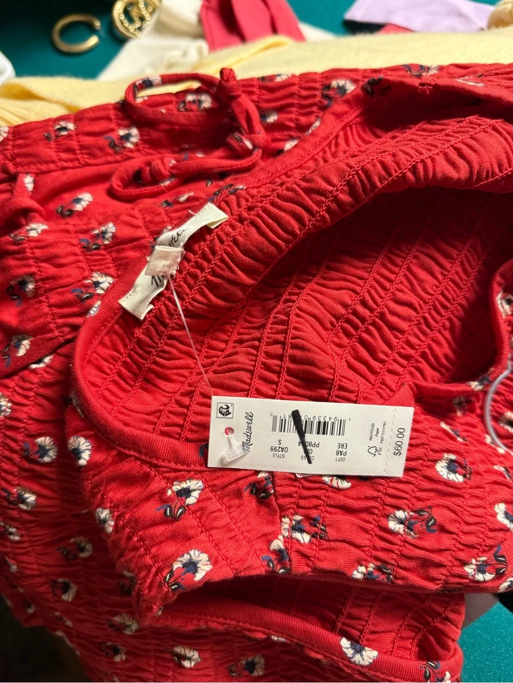 Madewell Side-Tie Smocked Tank